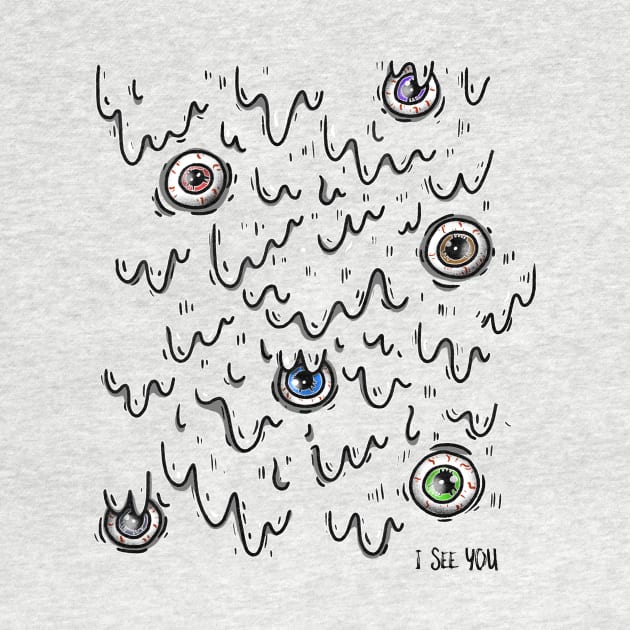 I see you, Spooky Halloween Illustration, Modern, Creepy eyes by EquilibriumArt